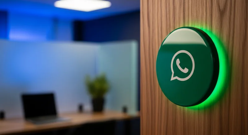Botón CTA circular verde esmeralda con logo WhatsApp y Facebook