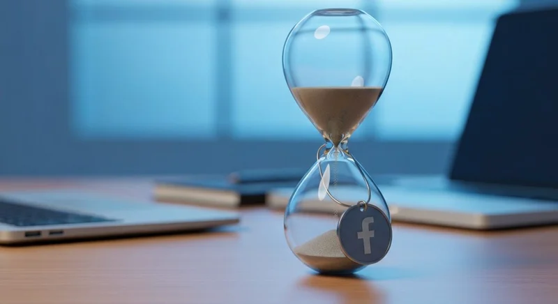 Hora de vidrio con logotipo de Facebook en marco metálico