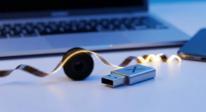 USB grabado X junto carrete 8mm que se ilumina azul