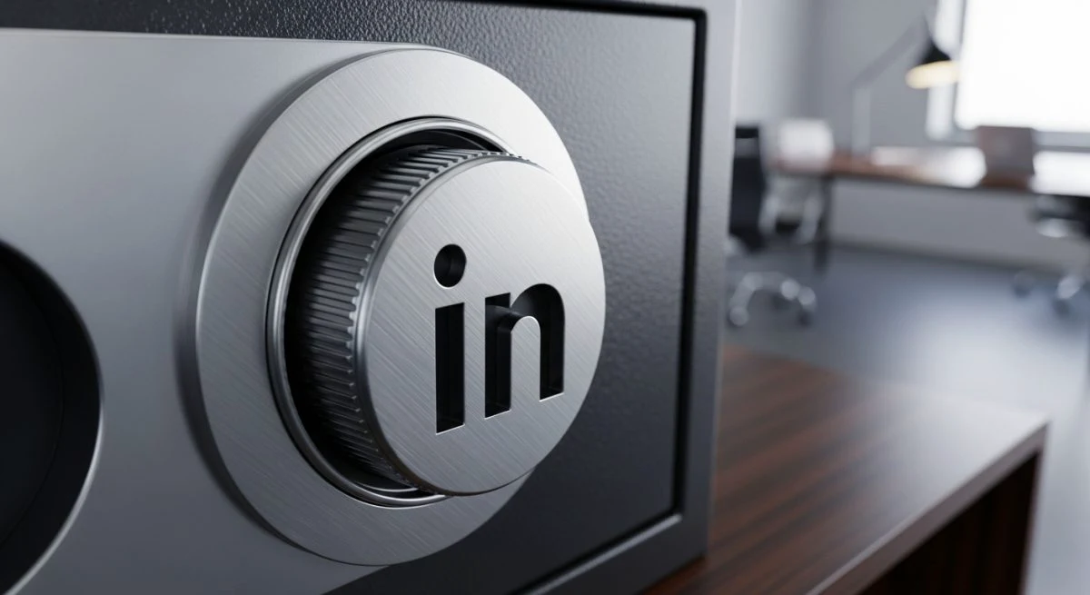 Dial de caja fuerte de acero con logo de LinkedIn