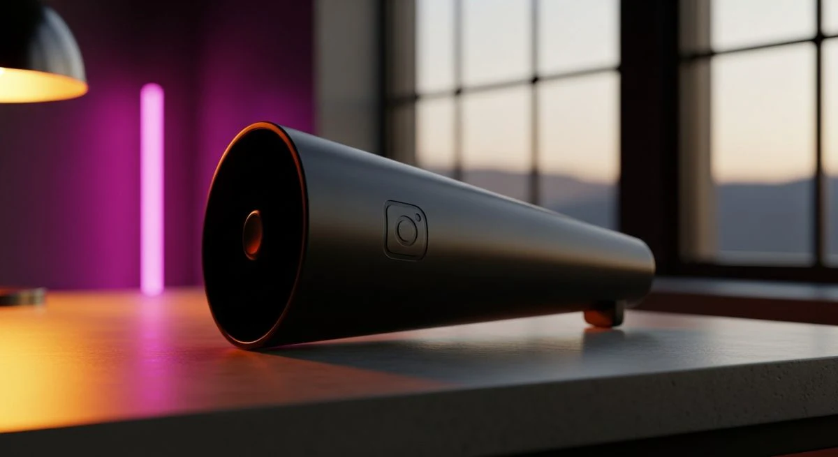 Megáfono moderno negro mate con logo de Instagram en el lateral