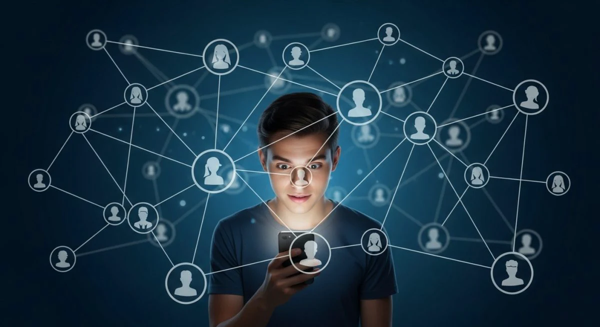 nodos de personas interconectados en Facebook