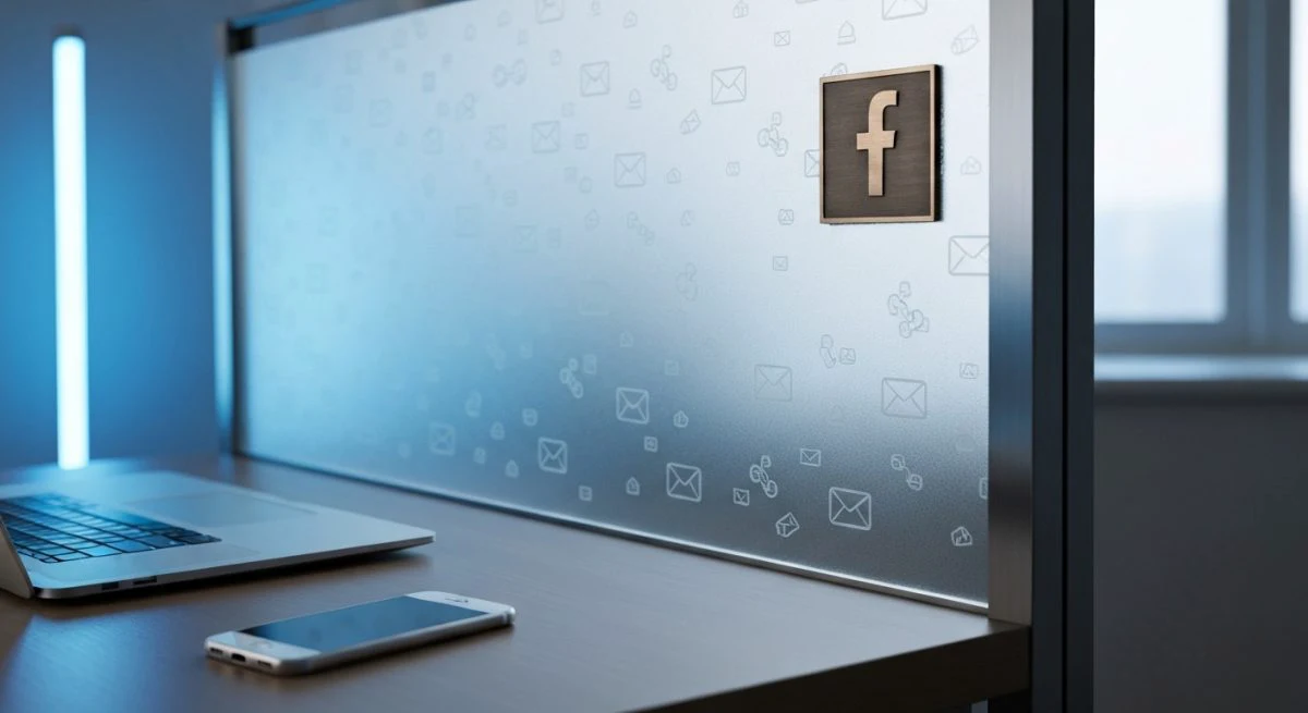 Oficina en casa con pantalla de vidrio esmerilado y Facebook