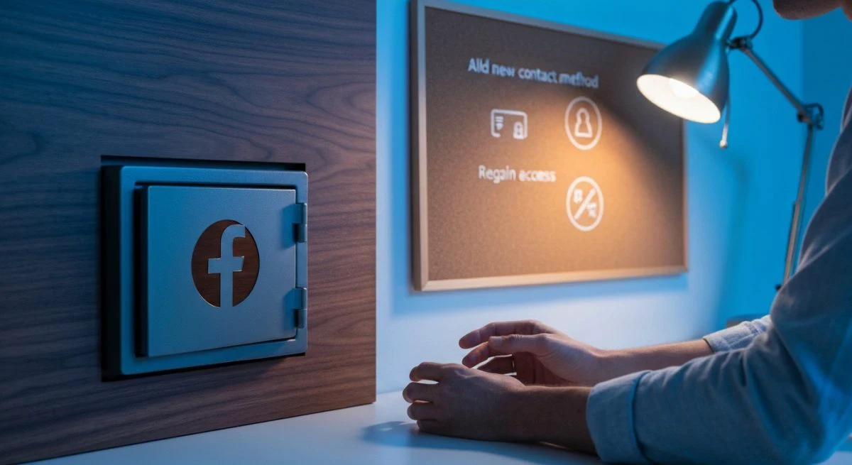 Persona en oficina junto a caja fuerte acero nogal Facebook