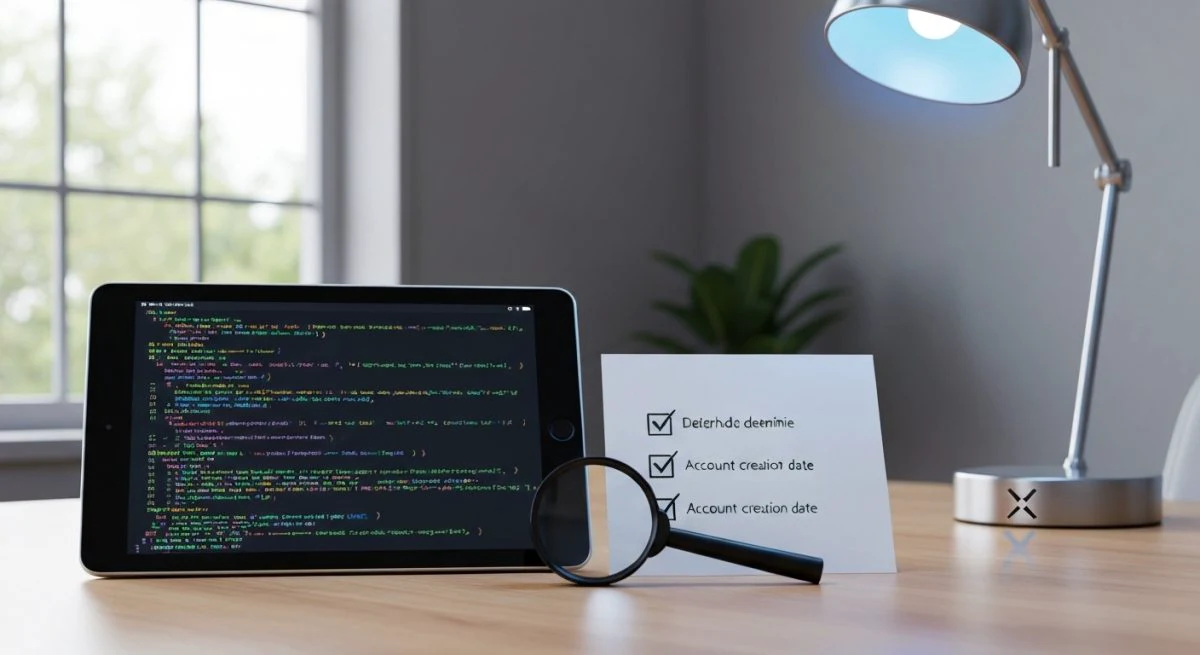 Tableta 4k con código lupa lista verificación escritorio logo X