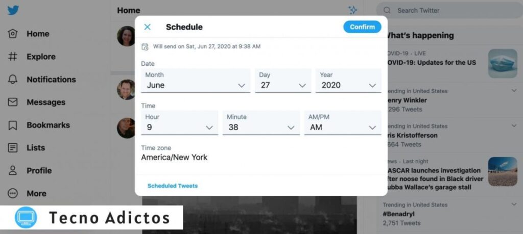 Cómo programar un tweet en Twitter - web
