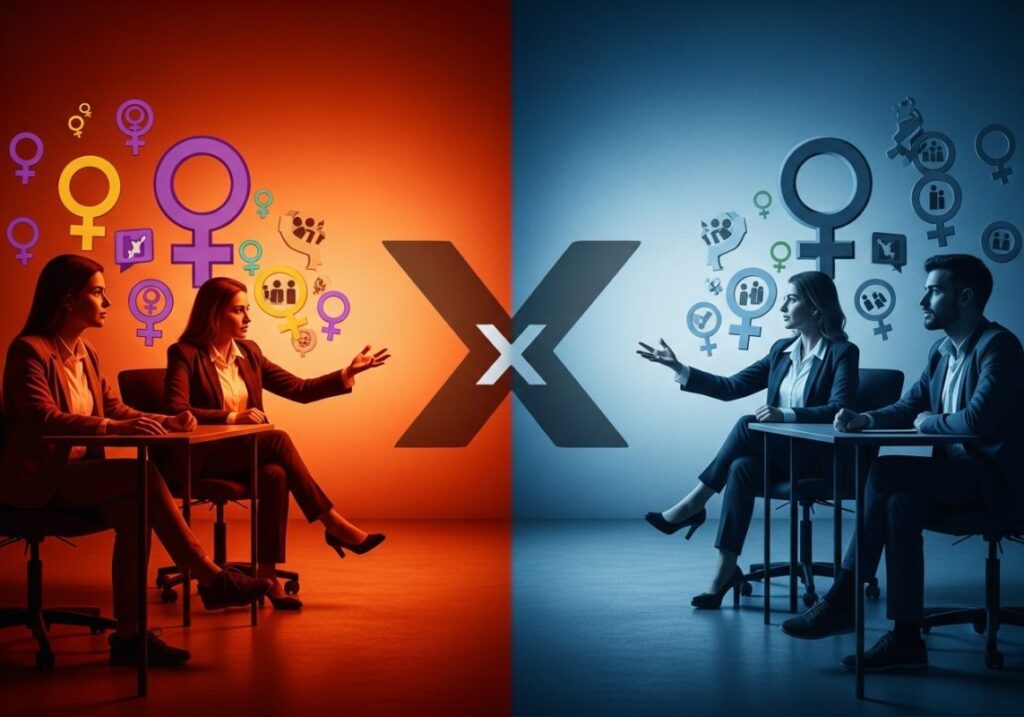 debate en redes sociales entre grupos opuestos de ideas