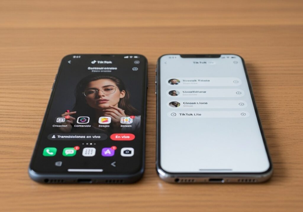 dos smartphones mostrando aplicaciones de TikTok juntos