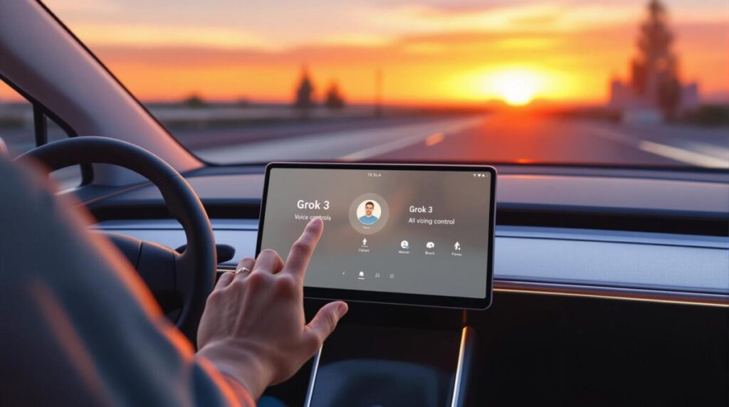 grok en el panel de un auto tesla