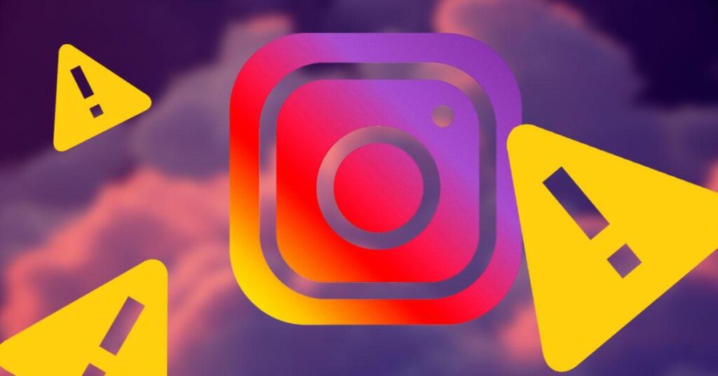 logo de instagram con señales de alerta