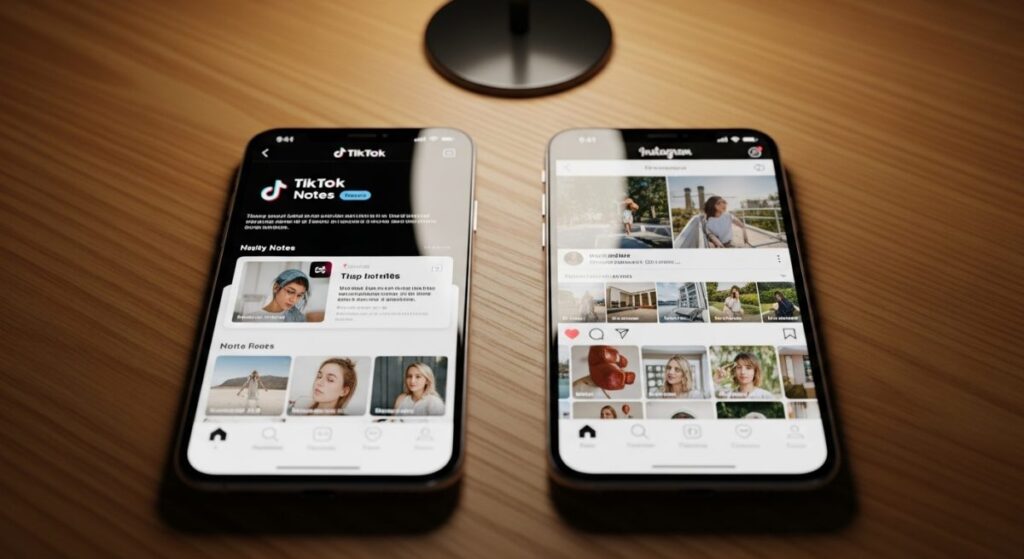 Móviles con TikTok Notes e Instagram