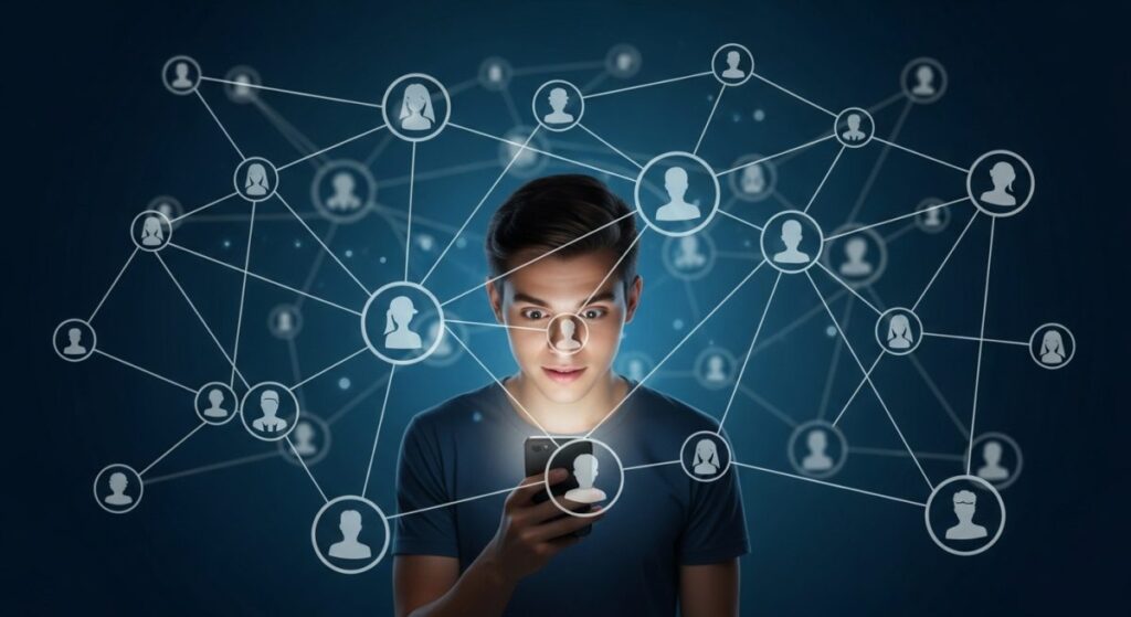 nodos de personas interconectados en Facebook