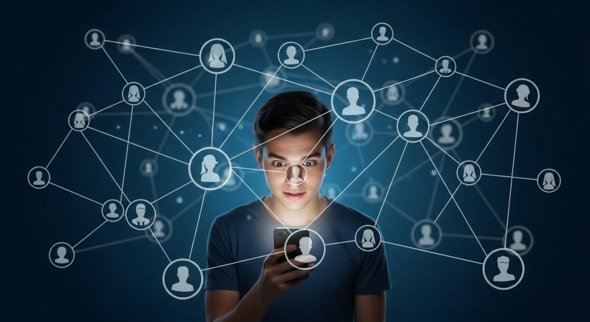 nodos de personas interconectados en Facebook