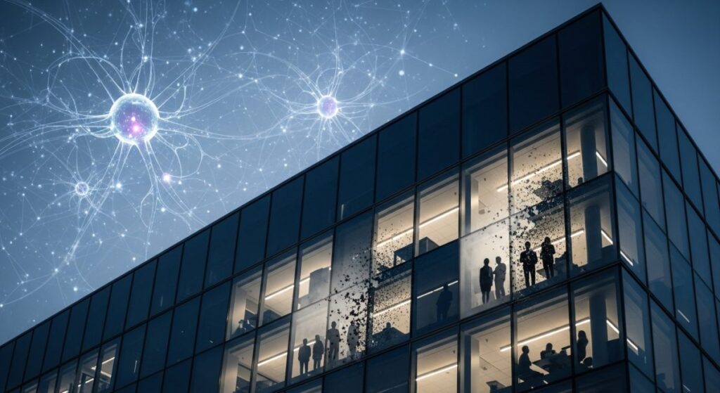 oficinas de meta con cielo simulando inteligencia artificial