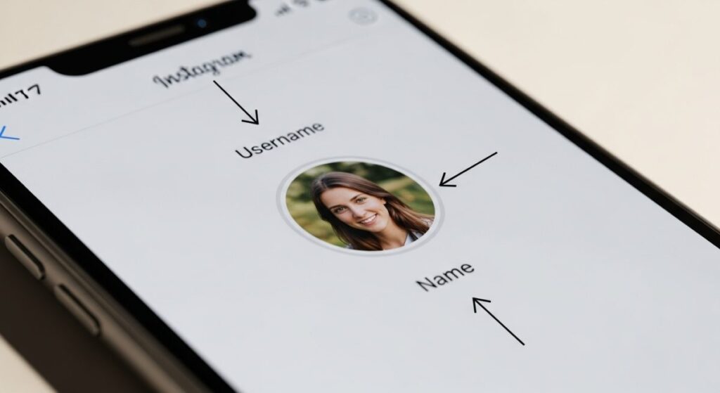 Vista de primer plano de un smartphone mostrando la pantalla de perfil de Instagram