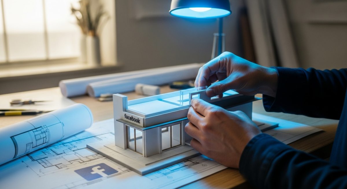 Artesano confecciona maqueta arquitectónica moderna en estudio iluminado