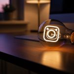 Bombilla Edison vintage con filamento en forma de logo de Instagram