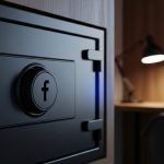 Caja fuerte negra con logo de Facebook en dial