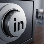 Dial de caja fuerte de acero con logo de LinkedIn