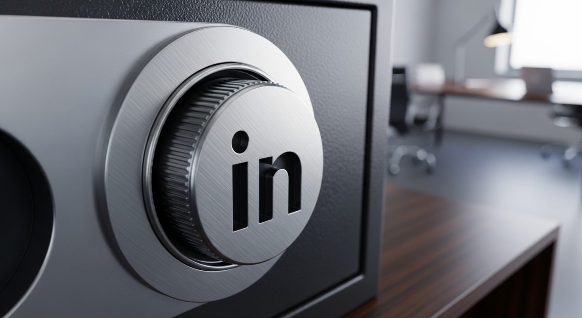 Dial de caja fuerte de acero con logo de LinkedIn