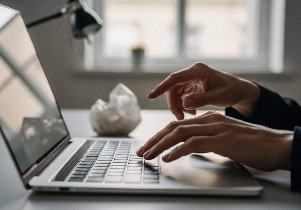 manos sobre el teclado de una laptop