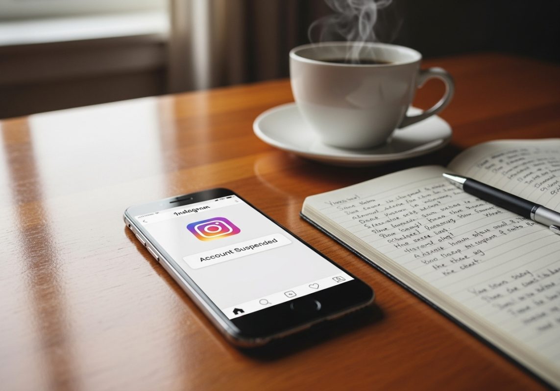Persona preocupada revisando su cuenta de Instagram.