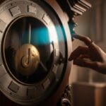 Reloj antiguo con péndulo en forma de logo TikTok