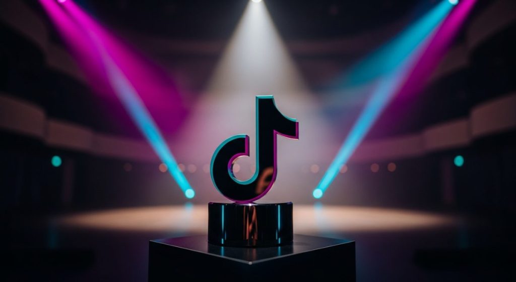 Trofeo de cristal negro en forma de logo de TikTok