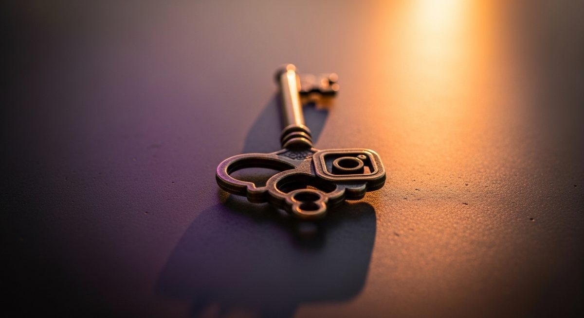 Llave antigua de bronce con diseño de logo de Instagram
