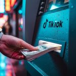Mano sacando billetes frescos de un cajero automático TikTok