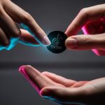 Manos intercambiando moneda de obsidiana con logo de TikTok