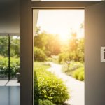 Puerta abierta con logo de LinkedIn en marco moderno