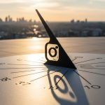 Reloj de sol moderno con gnomon de logo de Instagram