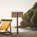 Silla de playa solitaria con logo minimalista de Facebook en Indonesia