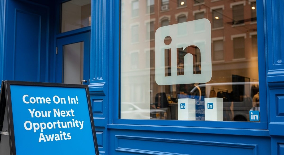 Tienda invitando a ingresar con logo de LinkedIn